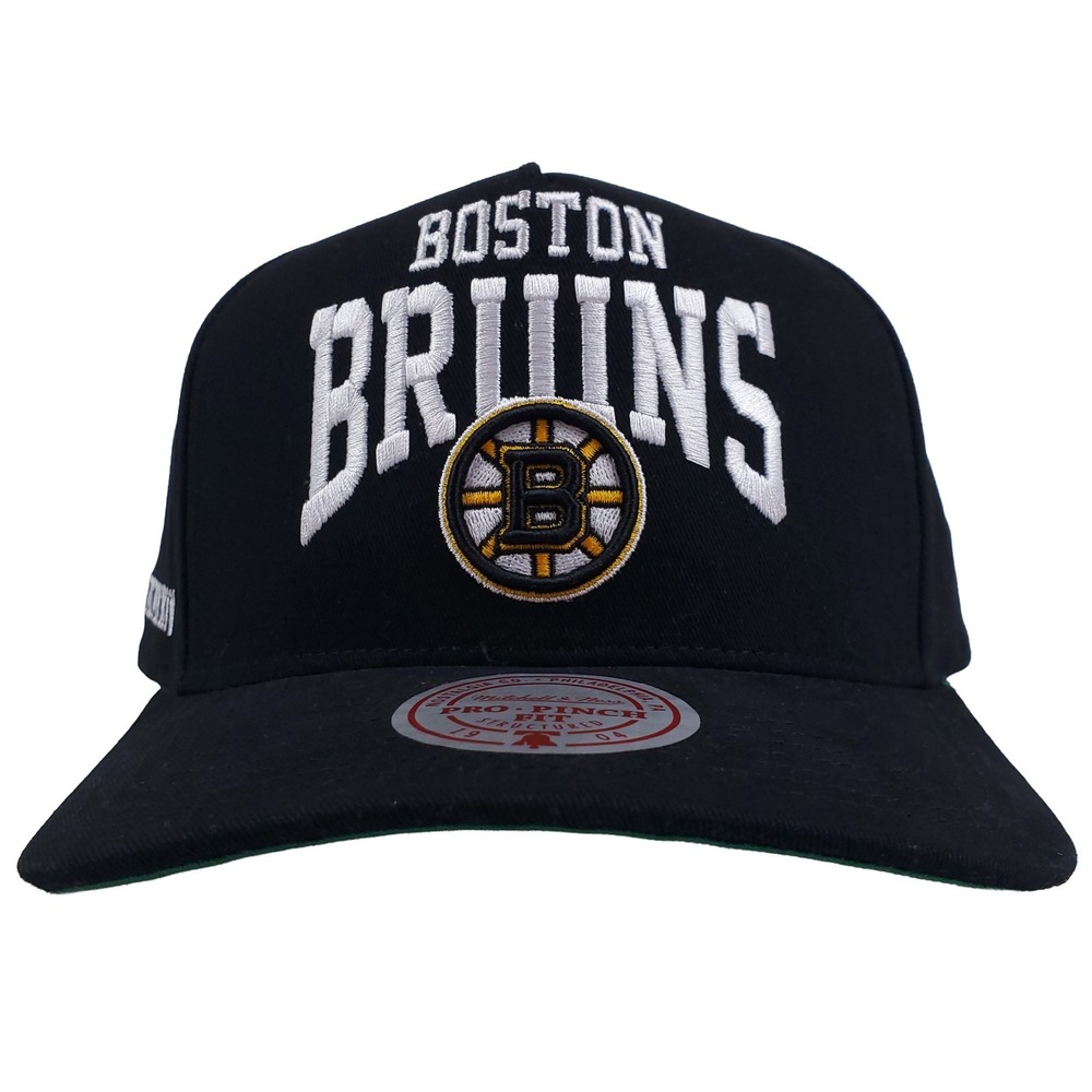 Boston Bruins Mitchell & Ness NHL Pro Fit Snapback Hat Cap 3D Logo Black NWT